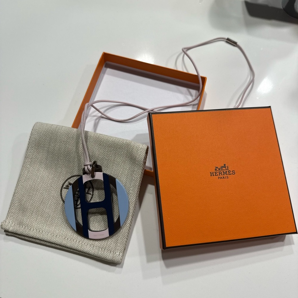 Hermes Enamel 'H' Necklace Pendant